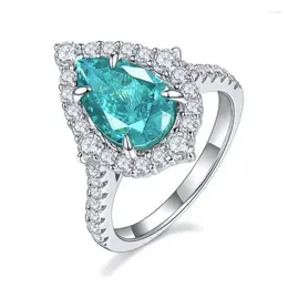 Wedding Rings Gorgeous Blue Pear Shaped CZ Unique Deign Temperament Elegant Women's Accessories Arrival Ring Jewelry