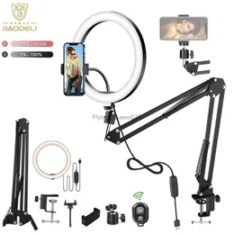 LED Selfie Ring Light Phone Stand With Folding Arm Circle Fill Light Dimmable Tripod Photography RingLight For YouTobe Streaming HKD230828