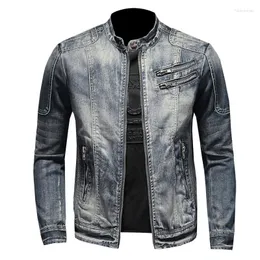 Men's Jackets Style Denim Jacket For Men Spring Autumn Zippers Solid Color Outerwear Motorcycle Jean Coat Male