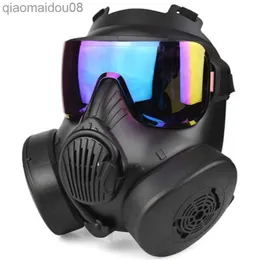 Vestuário de proteção Máscara respiratória tática de proteção Máscara de gás facial completa para Airsoft Tiro Caça Equitação CS Jogo Proteção Cosplay HKD230827