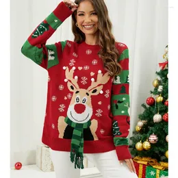 Women's Sweaters 2023 Christmas Elk Scarf With LED Light Knitted Shirt Sweater Haut Manche Longue Femme Winter Female Pullover