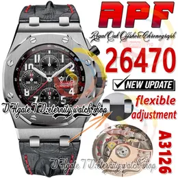 APF 42 mm Vampire 2647 A3126 Automatik-Chronograph Herrenuhr, schwarze Keramiklünette, strukturiertes Zifferblatt, Leder, Super Edition Eternity-Uhrenarmband, exklusive Technologie