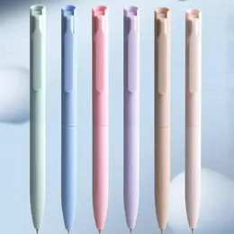 6st skrivbara gelpennor Push Design Note Taking Portable School Stationery Mechanical Ink Pen