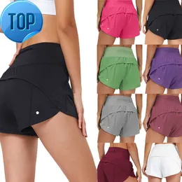 Lulu Shorts conjuntos de yoga Mulheres Esporte Hotty Hot Shorts Casual Fitness Yoga Leggings Lady Girl Workout Gym Cueca Correndo Fitness com bolso com zíper na parte de trás Pantsh