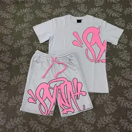 Syna T-shirt Shorts Set Uomo Donna Estate Cotone stampato Top Pantaloni Ins 2023 New American Street Tute Y2k corto meno due 66DB