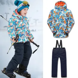 Skiing Suits Kids Snowboarding Sportswear Sets Waterproof Windproof Boys Ski Jacket Pants Winter Keep Warm Thickened Sweater Coat 230828