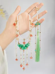 Pendant Necklaces Long Necklace Of Precious Stones Han Chinese Clothing Accessories Pearl Retro National Style Neckwear