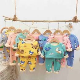 Kleidungssets Kinder Plüsch Warmer Anzug Kleinkind Zweiteiliges Set Winterkleidung für Mädchen Jungen Weihnachtsoutfit Kinder Pyjamas Kostüme für Baby x0828