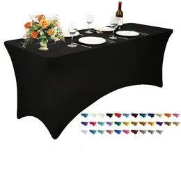 Tkanina stołowa stały kolor spandex obrus na el imprezę weselną bankiet 4 stóp 6 stóp 8 stóp elastyczna pokrywa tkaniny niestandardowa 230828
