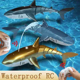 Electric/RC Animals Remote Control Sharks Toy for Boys Kids Girls RC Fish Animals Robot Water Pool Strand Sand Bath Toys 4 5 6 7 8 9 Years Old X0828