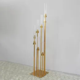 8-armiger Kerzenständer aus goldfarbenem Metall für Hochzeitskandelaber, Tischdekoration