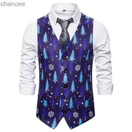 14 Colors Men's Christmas Print Vest V Neck Fashion Jacket Vest Men Top New European Size Wedding Dress Waistcoat S-2XL HKD230828