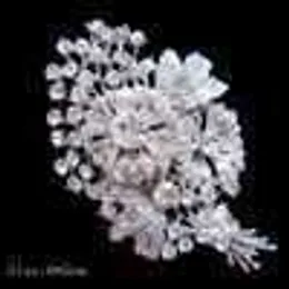 Stor silverpläterad klar roston Diamond Crystal Gunch Flower Boutique Brosch