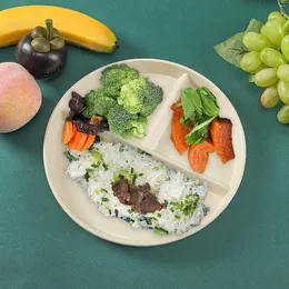 Plattor tre rutnät fett reducerar måltidsplattan vete halm anti höst hushåll 3 enkla speciella barn