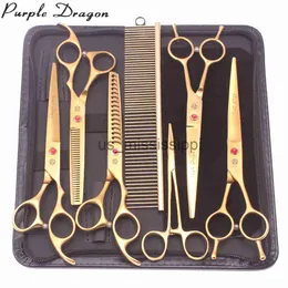 Scissors Shears Dog Scissors Set Purple Dragon 7'' Japanese Stainless Straight Shears Thinning Shears Chunker Scissors Pet Curved Scissors Z3002 x0829