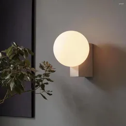 Lámpara de pared bola de cristal nórdico sala de estar atmósfera dormitorio cabecera pequeña luz nocturna estudio decorativo