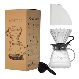 Mugs Household All in One Pour Over Barista Coffee Server Dripper Paper Filters Set Maker coffee accessories barista 230829