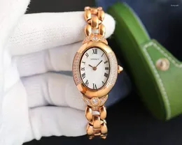 Zegarek na rękę 30 mm stal nierdzewna Owalna Kwarc Watch rzymskie cyfry Dib dams Pink Mother of Pearl Shellwwatch CZ Diamond zegar