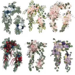 Decorative Flowers Wreaths 2 Pcs Artificial Wedding Arch Flowers Kit Wedding Flowers Garlands Silk Peony Flower Swag Welcome Sign Floral for Ceremony Party 230828