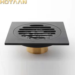 Hotaan Antiodore nero opaco vasca da bagno doccia scolapiatti griglia da pavimento in ottone da 10 cm con scarico quadrato HKD230829
