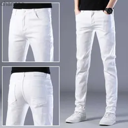 2023 Spring and Summer New Fashion Trend White Jeans Men's Casual Elastic Comfortable Large Size High-Quality Small Foot Pants HKD230829