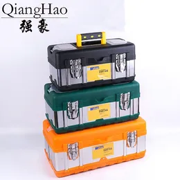 Duffel Bags Qianghao International Brand High Quality Plastic Large Rostfritt Steel Toolbox Hushållens underhåll Elektriker Tool Box 230828