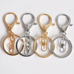 Silver/Gold Biger Lobster Clasp Tone Key Chains & Key Rings Round Split keychain Car Key Rings Blank Metal Keychains SN4213