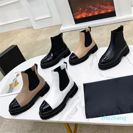 2023-Designer Boots Platform Martin Ankle Boot Womens Short Booties äkta läder slip-on rund tå vinterskor botas femmes