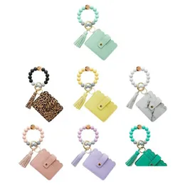 Keychains Lanyards Girls Bangle Bracelet Keyring Id Card Slots Wristlet Wallet With Drop Delivery Fashion Accessories Dhjii