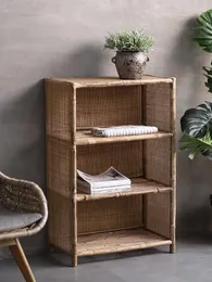 Decorative Plates Rattan Storage Organizer Cabinet Simple Living Room Dining Hallway Retro Rack