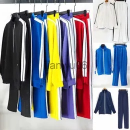 Jaquetas masculinas Homens Jaqueta Calças Longas Outfit Set Mens Casaco Sweatpants Mens Mulheres Azul Listrado Anjo Aposta Imprimir Tracksuit Meninos Jogging Terno J230829