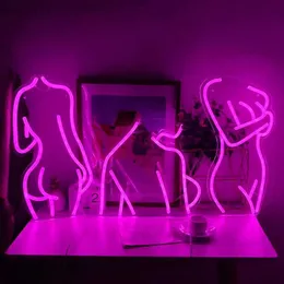 Сексуальная обнаженная девушка светодиодные знаки световые модели женская модель акриловая атмосфера лампа стены искусство паб отель коктейль для отдыха Hkd230825