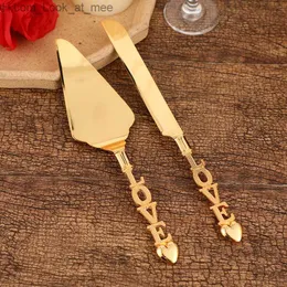 2Pcs Wedding Cake Knife And Server Set Gold Cake Cutter Service Set for Weddings Birthdays Parties Dessert Pastry Baking Tools Q230829