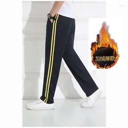 Männer Hosen Männer Seite Gestreifte Tasche Gerade-bein Herbst Casual Streetwear Track Jogginghose Fleece Jogger Pantalones Hombre Hosen