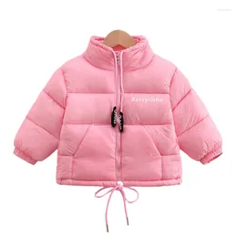 Pucha dzieci zimowe płaszcze dzieci dziewczęta odzież wierzchnia chłopcy ciepłe golarki wiatroodporne stałe kolor gęsta kurtka dziecięca odzież 2-11t
