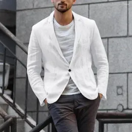 Men's Suits For Blazer Blazers Jacket Sleeve Autumn Men Cotton Clothing Homens Coat Pockets Long Button Linen One