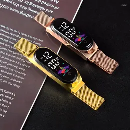 腕時計のwristwatches sdotter led for women damenuhrtouchデジタル女性のゴールデンクロックエレクトロニクスリロジェス