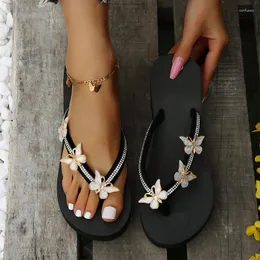 Slippers Wedges Crystal Women Shoes Summer Sandals 2023 High Heels Platform Butterfly Flip Flops Ladies Beach Slides 42