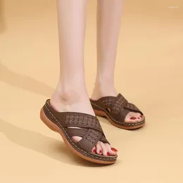 Zapatillas Moda Cuñas Mujer Verano 2023 Cruz Sandalias de punta abierta Mujer Talla grande 35-43 Plataforma Diapositiva