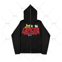 WoHigh Street Trend Anime Print übergroßer Damen Hoodie Y2K Goth Punk Harajuku Street Reißverschluss Hoodie Damen lässiger lockerer Hoodie 230828