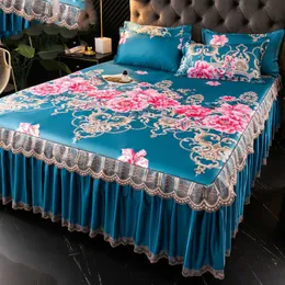 Mattress Pad Bed Dress Sets Lace Bed Sheet Pillow Cases 3 Pieces/Set Set For King/Queen Double Size Bed Top Fashion Flower Bedding Set 230828