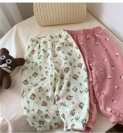 Pantolon 0-7yrs erkek kızlar pamuk musin sivrisinek yaz pantolonu yürümeye başlayan bebek ince bambu bloomers moda ev Kore kıyafetleri