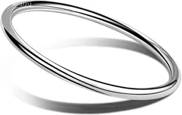 Dankadi Moda Smooth Moments Fascino Bracciale in argento sterling 925 Minimalista fai da te Donna 4MM Diametro braccialetto 60-65 MM Regalo gioielli