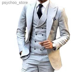 3pc Men Suit Brand Slim Fit Casual Business Dress Suits Mens Quality Fashion One Button Wedding Tuxedo Men (Blazer+брюки+жилет) Q230828