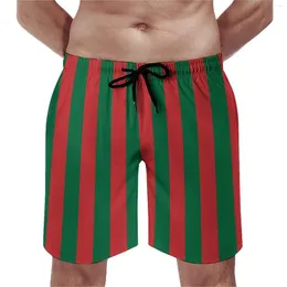 Shorts masculinos listrado vertical clássico troncos de natação bandeira nacional impressão secagem rápida roupas esportivas oversize praia calças curtas