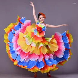 무대 착용 Feecolor 스페인 댄스 황소 드레스 플라멩코 라운드 스커트 성인 여성 파티 카니발 의상 180-720도