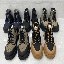 Designer Boot Martin Boot Men Shoes Ankle Boots Women Leather Boots Vintage Print Jacquard Textile Shoe Platform Booties Winter Bootss With Box