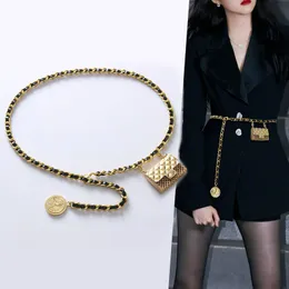 Paski moda luksusowy projekt paska dla kobiet długie złotą łańcuchy dla kobiety w pasie Punk Goth Heavy Metal Corset Y2K Akcesorium 230829