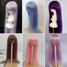 Dolltillbehör BJD SD 1/3 1/4 1/6 1/8 1/12 Wig Ancient Style Blank Hair High Temperatur Fiber Doll Wig Doll Accessories 25 Colors 230829