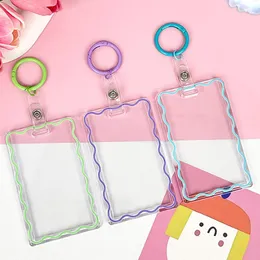 Titolari di carte Creativo con ghiera acrilica Supporto trasparente Kpop Pocard Portachiavi Idol Pos Sleeve Cartoline Display